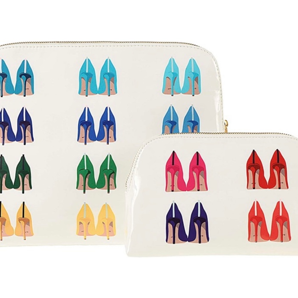 SJP by Sarah Jessica Parker Fawn Wall High Heel Shoe Cosmetic Makeup Bags. NEW